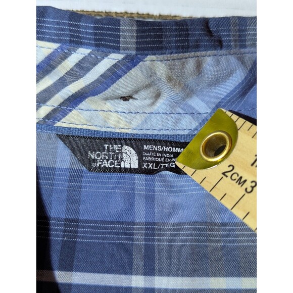 The North Face Shirt Men 2XL Button Down Blue Collared Plaid Hike Climb Work - Picture 4 of 6